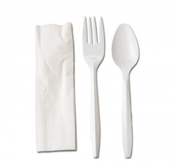 plastic spoon, knife and fork set