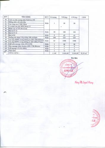 Packing List  T7/2019 3